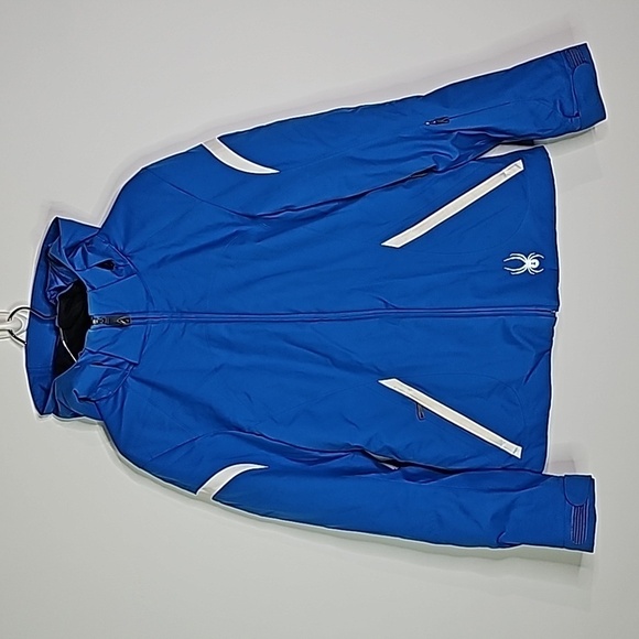 Spyder blue size 8 zip up removable hood coat - Picture 1 of 6
